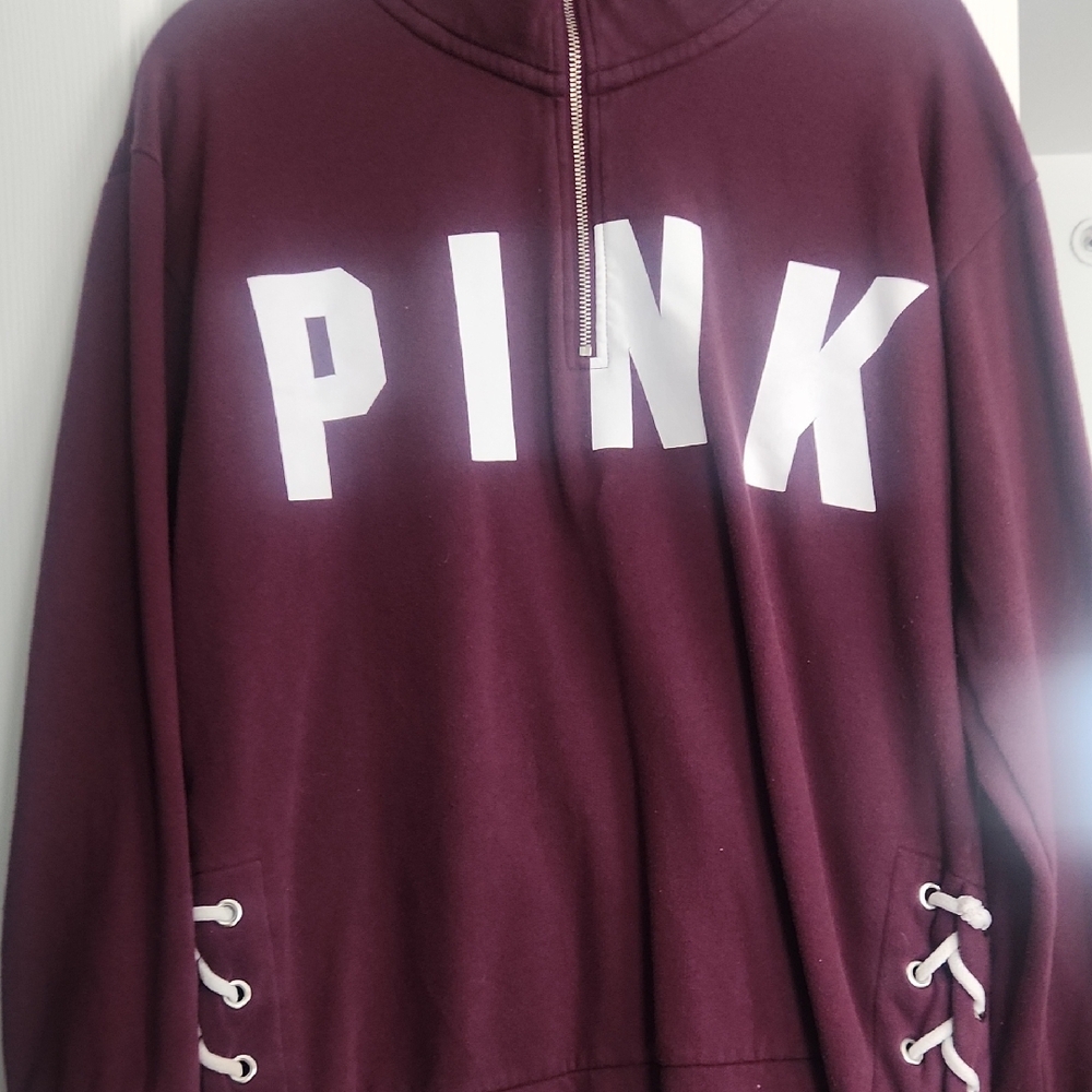 PINK Victoria's Secret Burgundy Half-Zip Sweatshirt